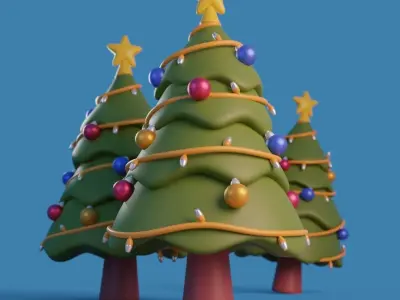 Cartoon Christmas Tree Low-poly 3D model
