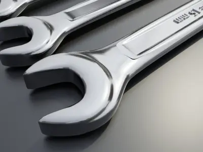 wrench tool set Low-poly 3D model