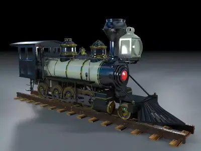 Old Steam Engine 3D model Low-poly 3D model