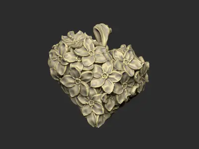 Forget me not heart treasure design crystal blossom 3D print model
