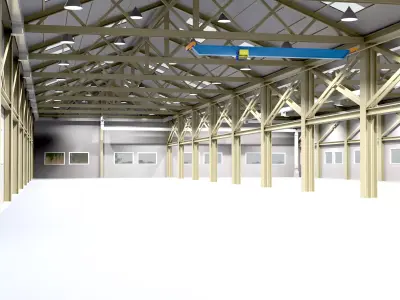 Warehouse Interior - Exterior  Low-poly  3D model