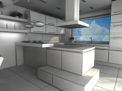 Contemporary Kitchen Scene 07 3D model