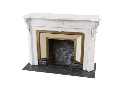 Classic French Marble Fireplace 3D model