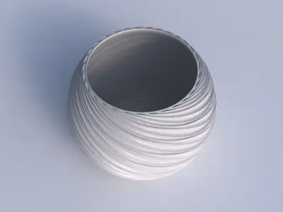 Bowl spheric with wavy extruded lines 3D print model
