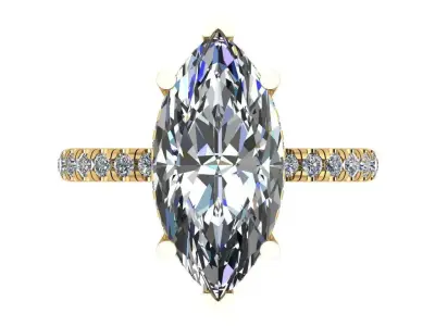 marquise solitaire under halo ring  with half way shank  3D print model