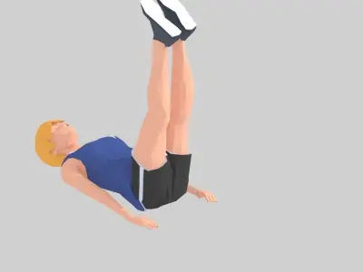 Leg Raiser  Exercise woman Animation Low-poly 3D model