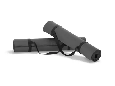 Black Twisted Yoga Mat Set - two gym roll yogi pad with handles 3D model