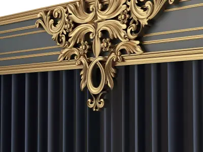 Cornice Classic Curtain 018 Low-poly 3D model