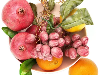 bowl of tropical fruits 19 3D model