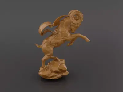 Mountain Goat Sculpture  3D Model for CNC Carving 3D Printing 3D print model