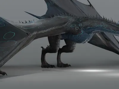 The great blue dragon - rigged Low-poly 3D model