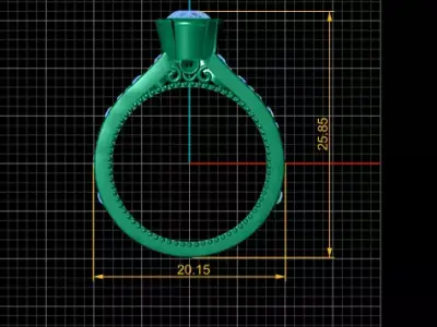 Royal Crown Engagement Ring 3D print model