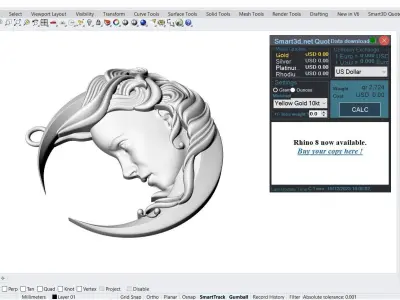 Beautiful Moon gold pendant jewelry 3D print model