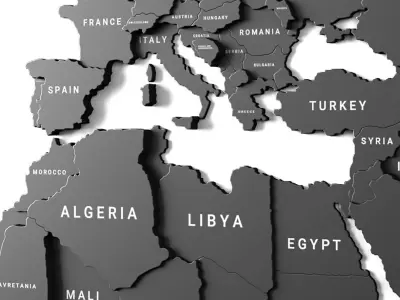 Wooden panel - world map 3 3D model