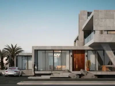 Modern Luxury Villa Concrete villa modern mansion Low-poly 3D model