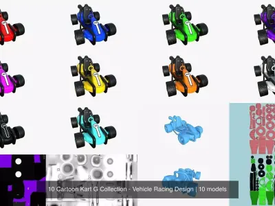 10 Cartoon Kart G Collection - Vehicle Racing Design 3D Model Pack
