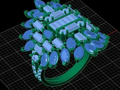 Luxury Baguette Marquise Diamond Ring 3D print model