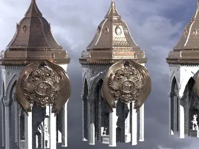 Steampunk Medieval Tower Angel design 3D model