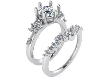 Round Diamond Ring With Band 2521 3D print model