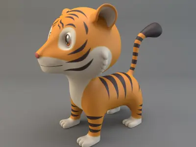 Cartoon Tiger Low-poly 3D model