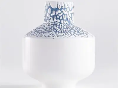 Danice White and Blue  Ceramic Vase 3D print model
