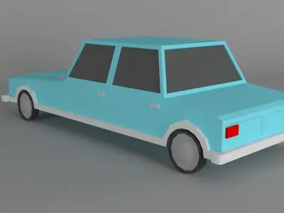 lowpoly four door car 3D model