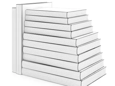 Books Set stack of 3D model