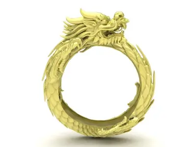 Dragon Shape Carved Men Ring Jewelry 3857 3D print model