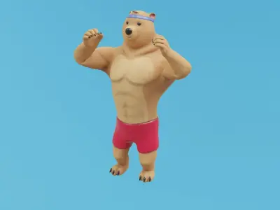 Bear athlete Low-poly 3D model