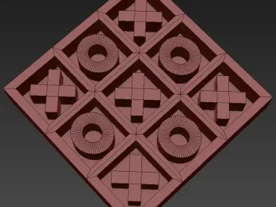 350 Rustic Mango Wood and Aluminum Tic Tac Toe Decorative Box 3D model