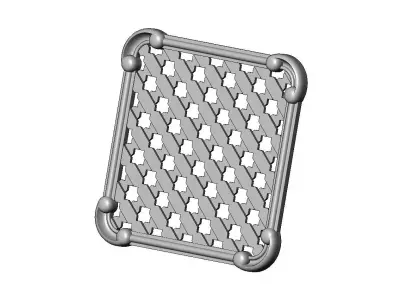 Square arabic panel lattice screen mesh carved scrolls relief 3D print model