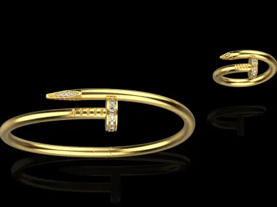 Nail Bracelet and Ring set 65678 3D print model