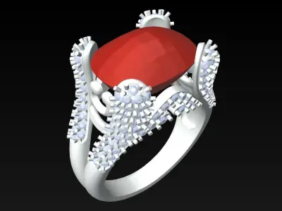 Oval Stone Ring - Womens Rings - GN279 3D print model