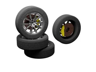 Wheel set Low-poly 3D model