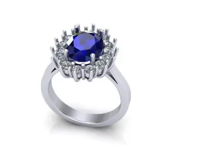 Diana sapphire ring 14 3D print model