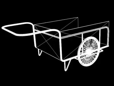 handcart wooden cart - person Free 3D model