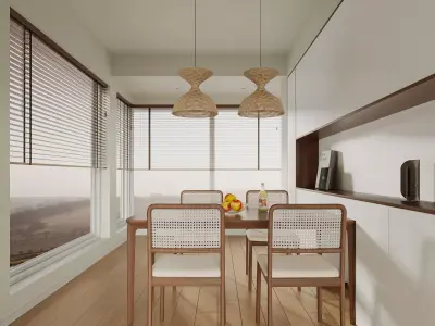 Modern living room dining room interior scenes 399 3D model