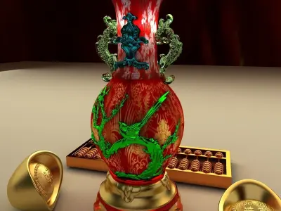 Chinese vase with Yuanbao 3D model
