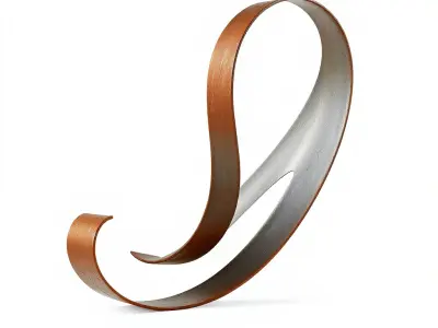 Curved Metal Ribbon Sculpture Model Pack Low-poly 3D model