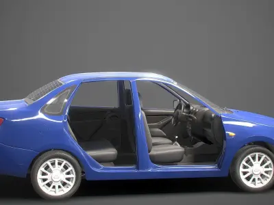 set of Retro sedan car  with interior  in 9 color variants az9 Low-poly 3D model