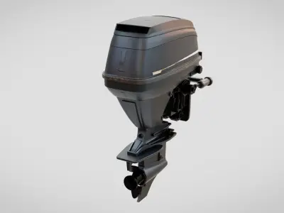 Motor Boat Engine Low-poly 3D model