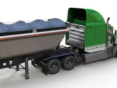 Peterbilt 377 dump trailer Low-poly 3D model