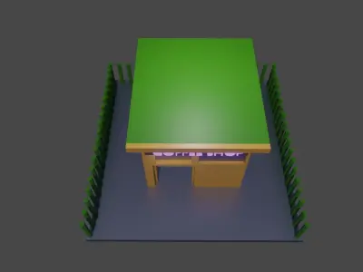 Low Poly Coffee Shop 3D Model Low-poly 3D model
