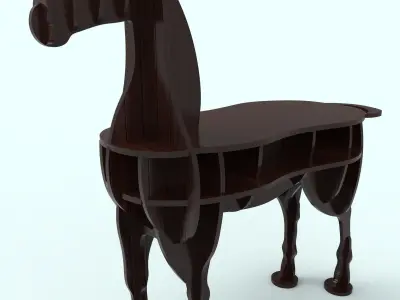 Wooden Horse Table 3d Model 3D model
