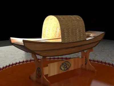 Chinese wooden boat 3D model