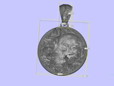 skull in flowers bass relief 3D print model