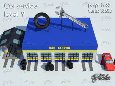 Car service level Low-poly 3D model