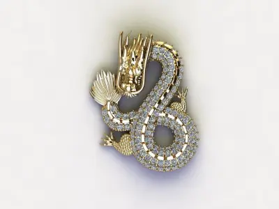 Dragon Pendant chiana dragon thai dragon  3D model