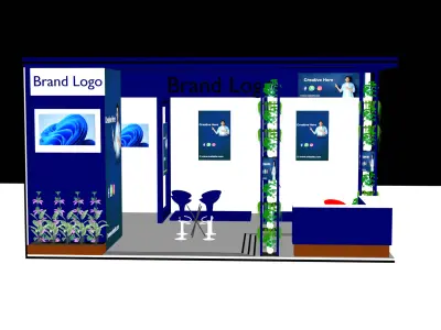 2 Side Open Modern Exhibition Stall Design for Brand Showcases 3D model
