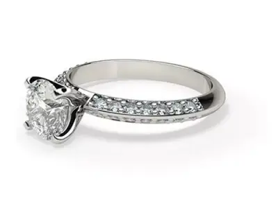 Engagement ring  round stone  3D print model